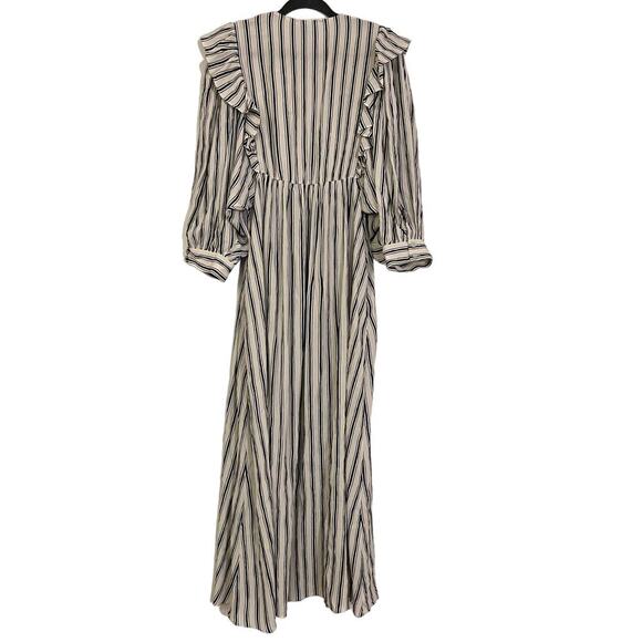 BAUM UND PFERDGARTEN Alona gathered striped crepon midi dress Sz 6 - Picture 12 of 13